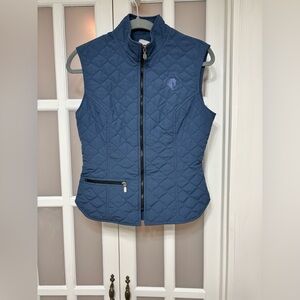 Arista Equestrian Quilted Riding Vest Blue Size S Zip Front Earth Tone Luxury